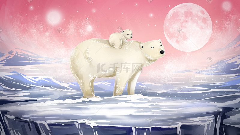唯美北极熊背景图图片