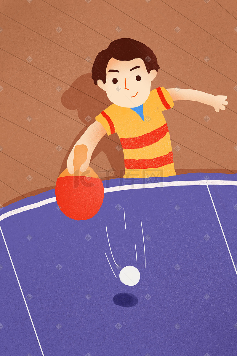 全民运动日打乒乓球插画图片