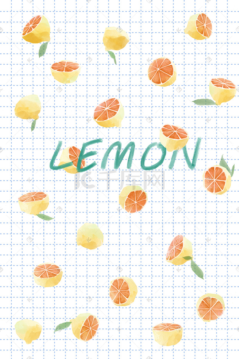 柠檬平铺水彩风海报图片