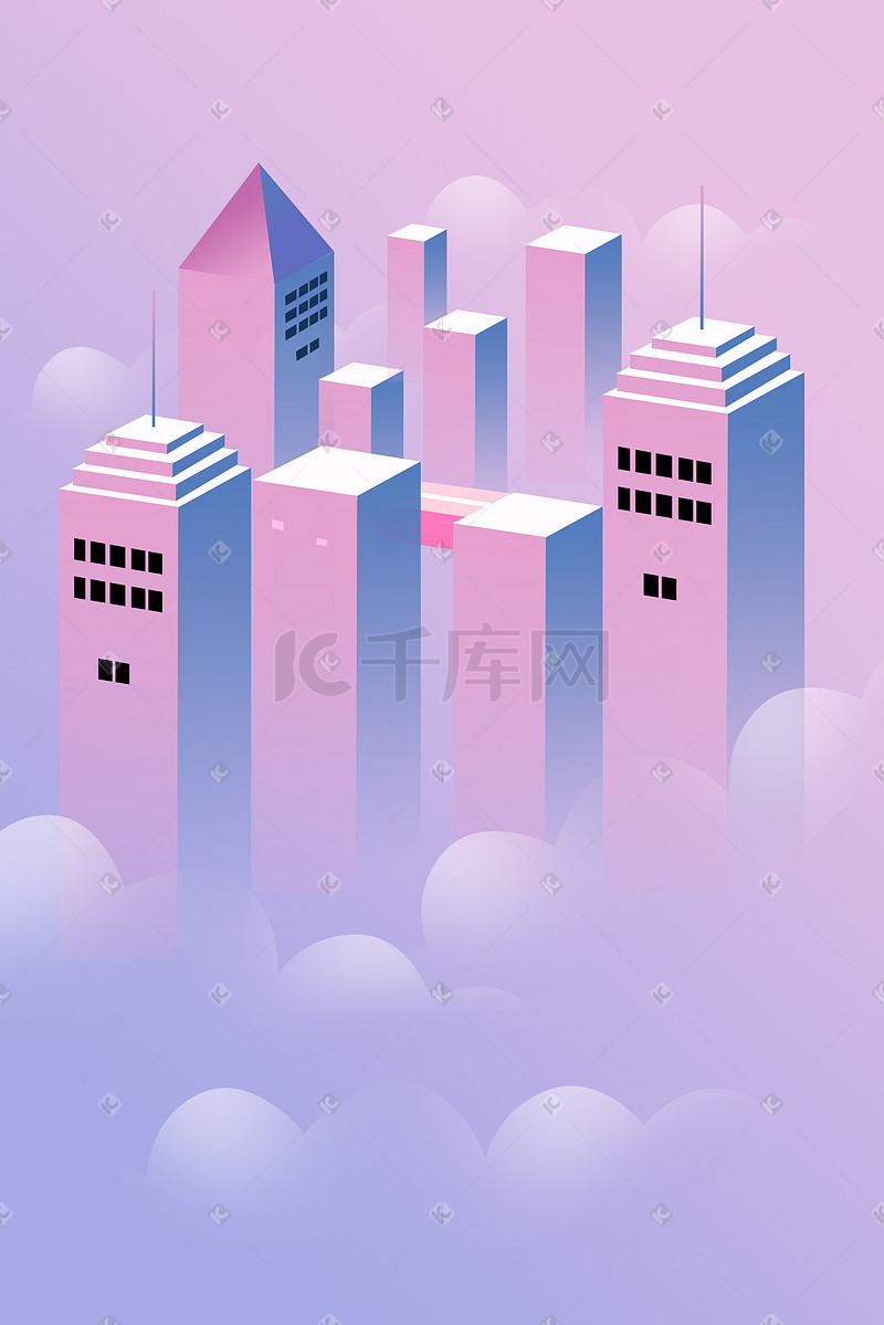 建筑插画手绘装饰背景图片