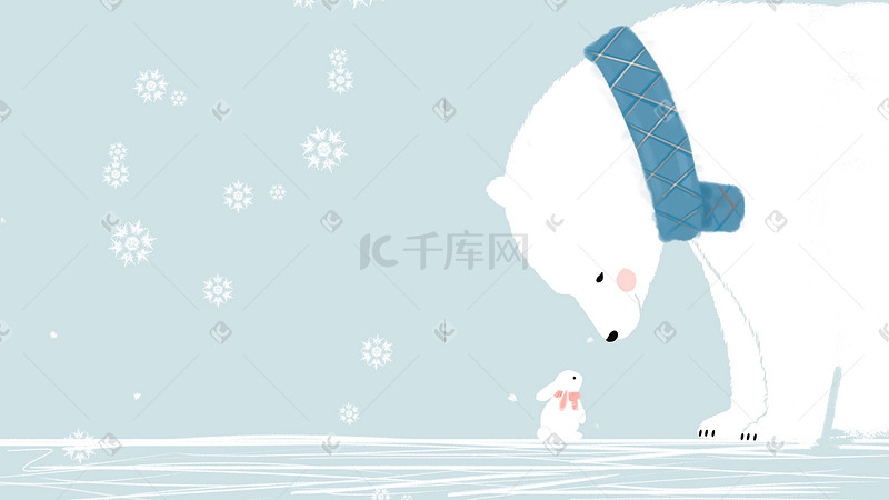 动物插画萌宠系列白熊白兔图片
