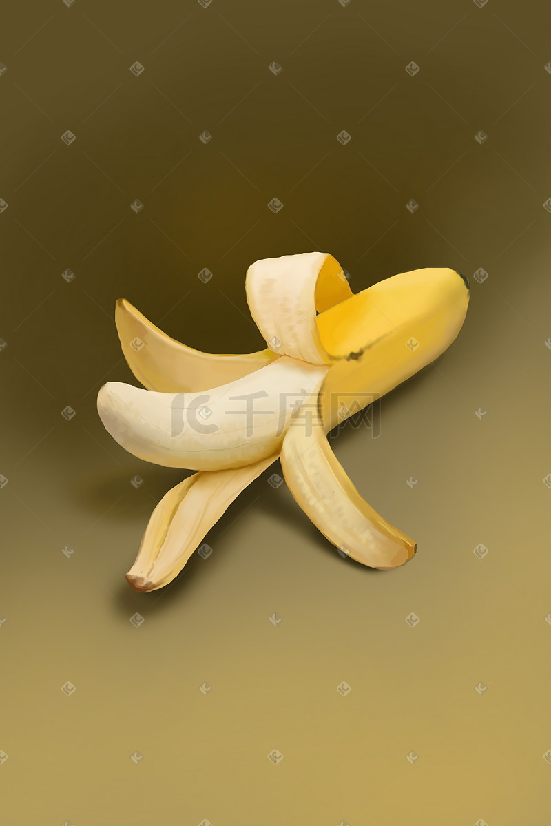 手绘好吃营养香蕉超写实插画图片