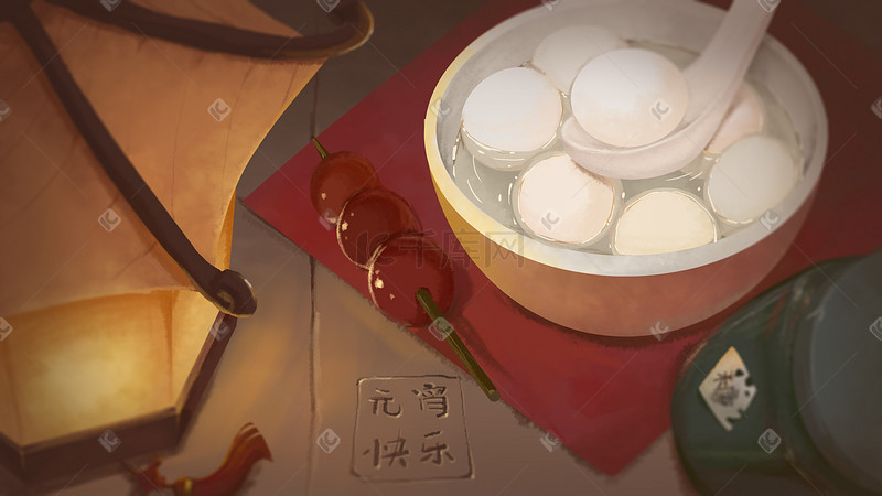 元宵节一碗汤圆元宵中国结图片