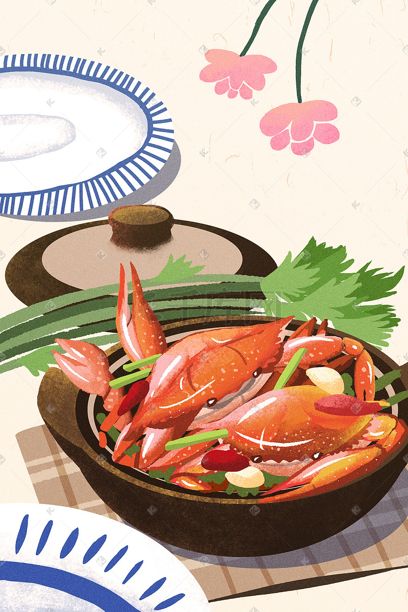 中华美食香辣蟹海报背景图片