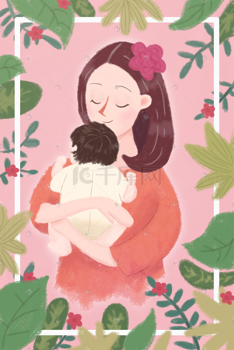 母情节粉色抱婴儿妈妈图片