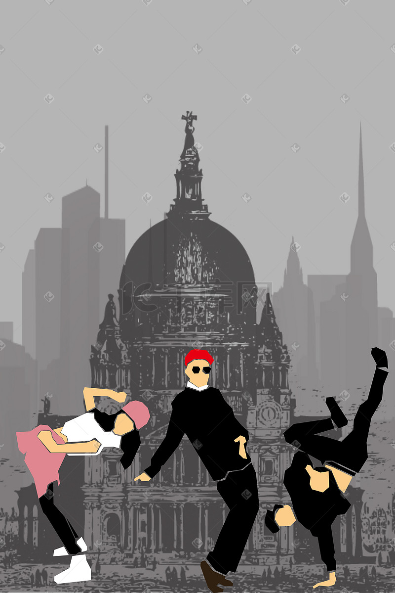 街舞团队平面插画图片