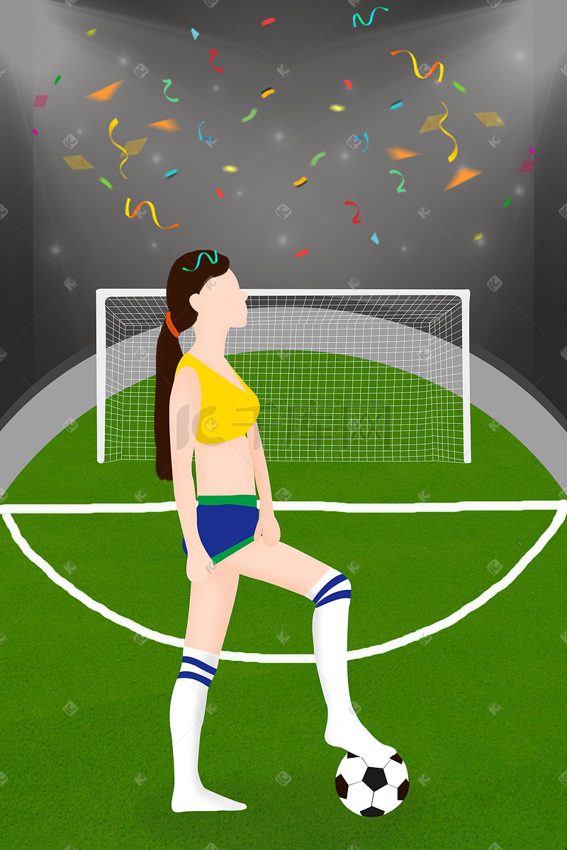 世界杯主题足球宝贝球场表演插画图片