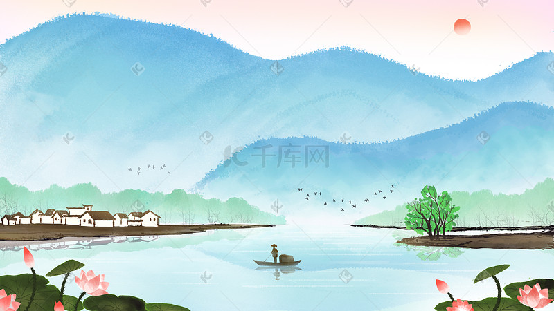 中国风古风水墨背景通用唯美景色图片