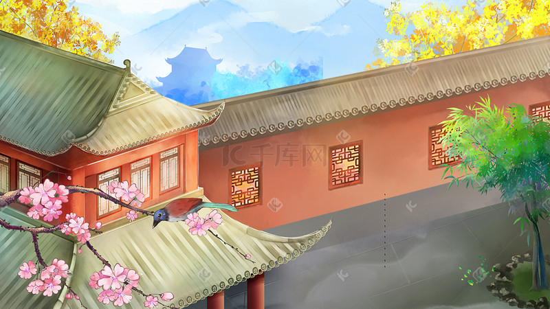 中国风工笔建筑古风仙侠唯美宫殿风景图片