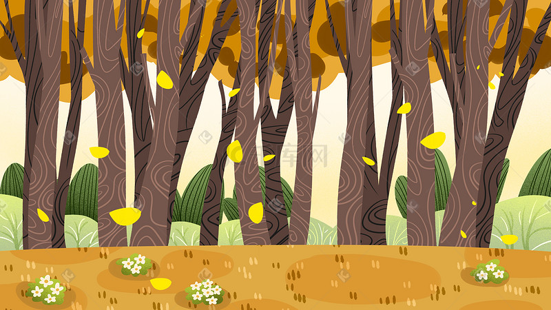 秋天秋日树林森林草地落叶自然植物背景图片