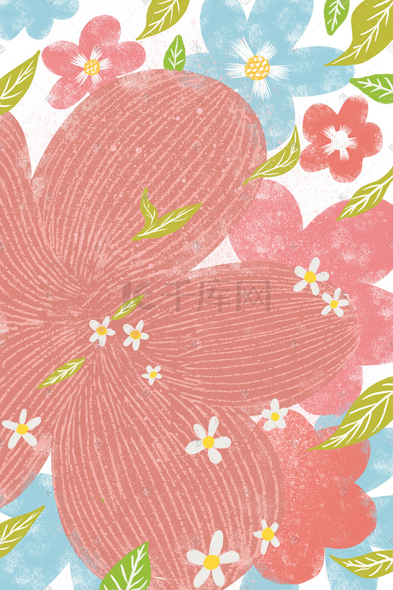 粉色花朵小清新卡东手绘图片