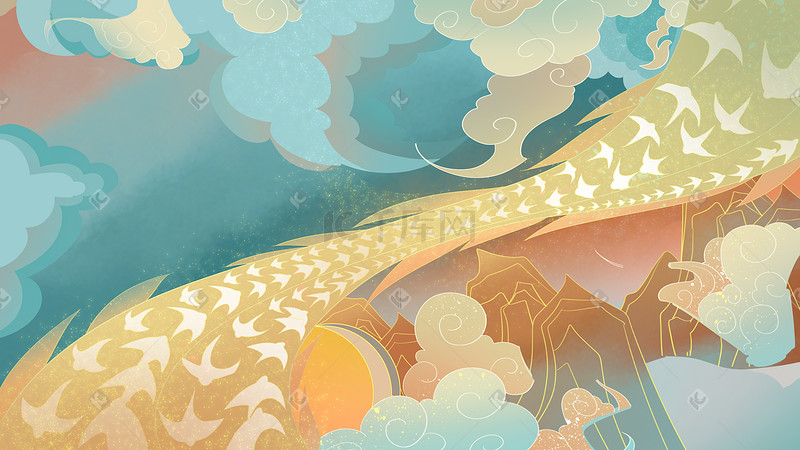 神话背景手绘中国风图片
