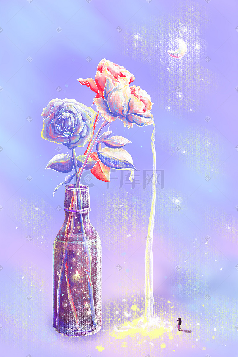糖果色花卉花朵瓶子花瓶人物图片