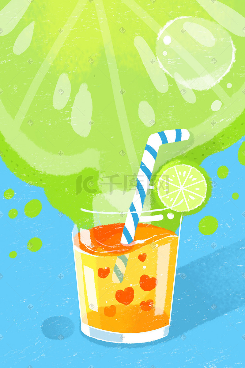 小清新夏季清凉水果柠檬饮品饮料手绘图片