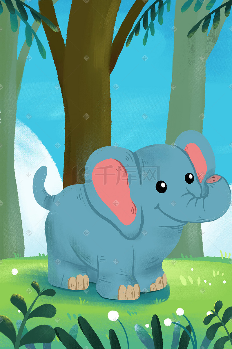 世界大象日在森林中生活的可爱小象图片