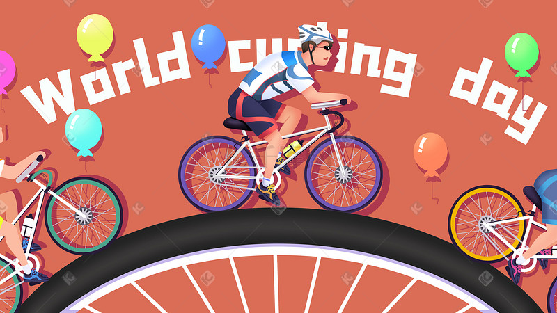 世界骑行日自行车赛车比赛骑行运动员气球图片