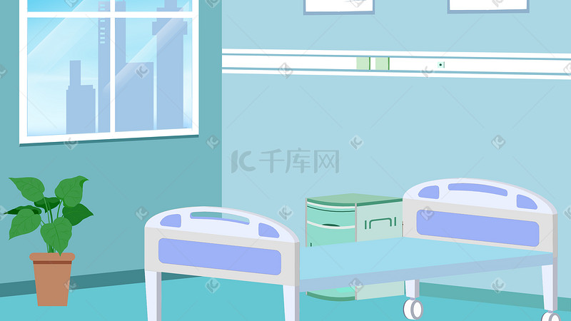 医院里的病床室内场景图片