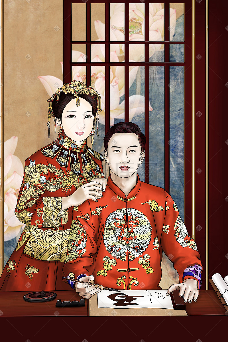 新郎新娘中式浪漫婚礼图片