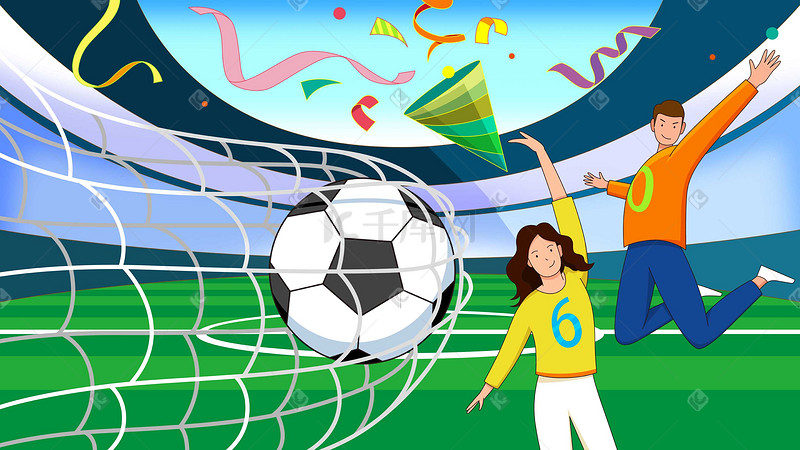 手绘足球世界杯插画图片