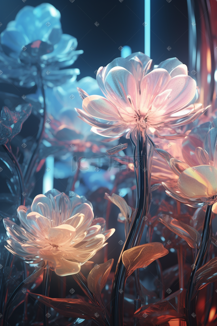 透明材质花卉植物数字艺术图片