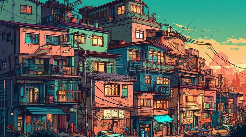 科技线城市数字艺术插画图片