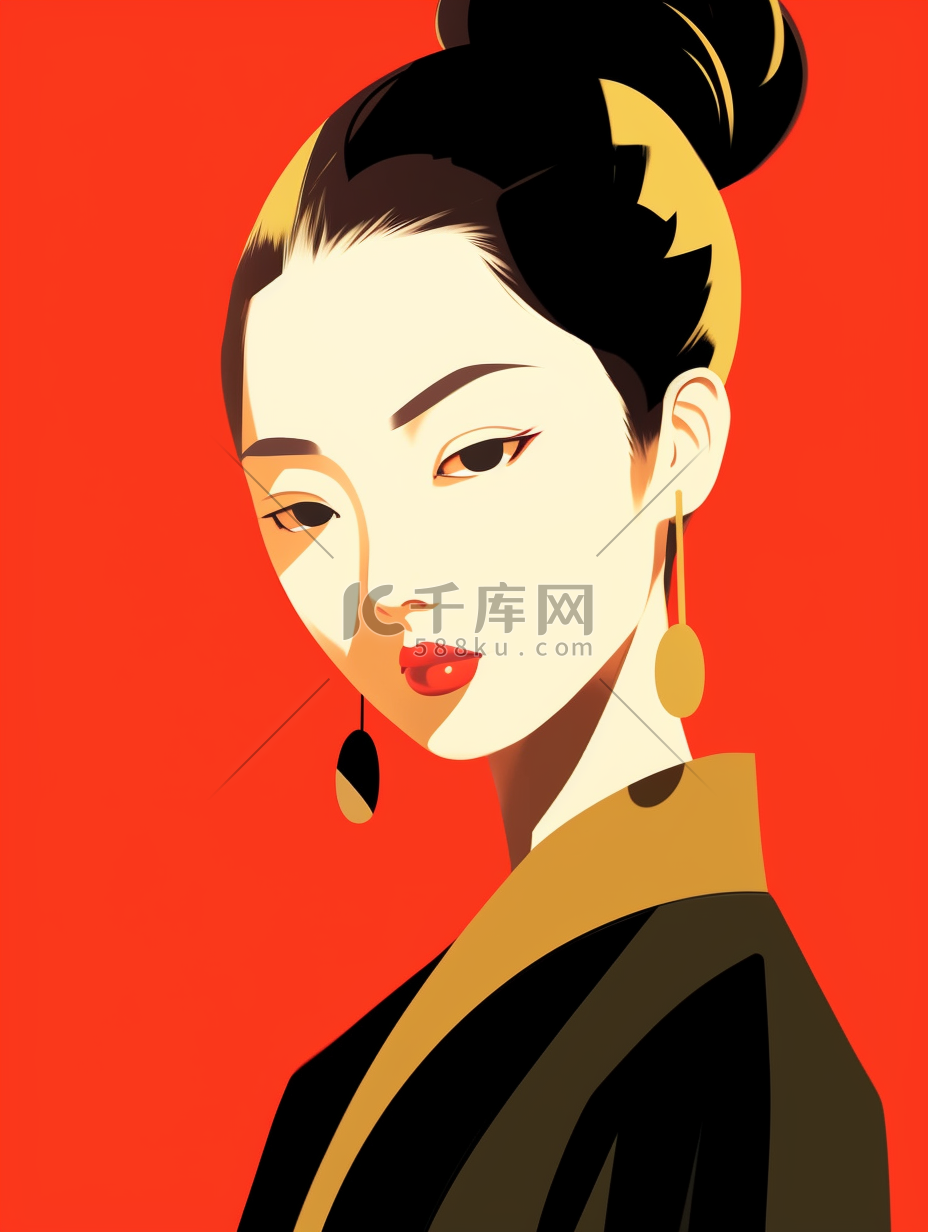 青春时尚美妆女士人物头像卡通插画3图片