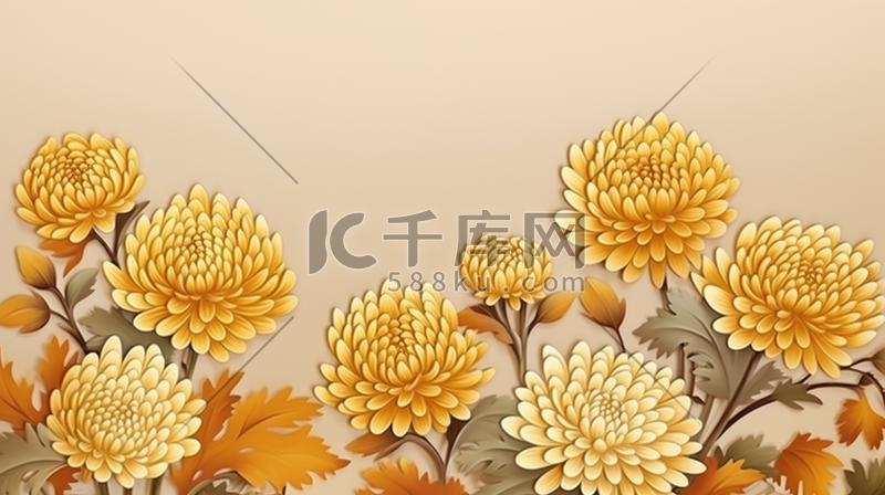 暖色中国风金菊插画3图片
