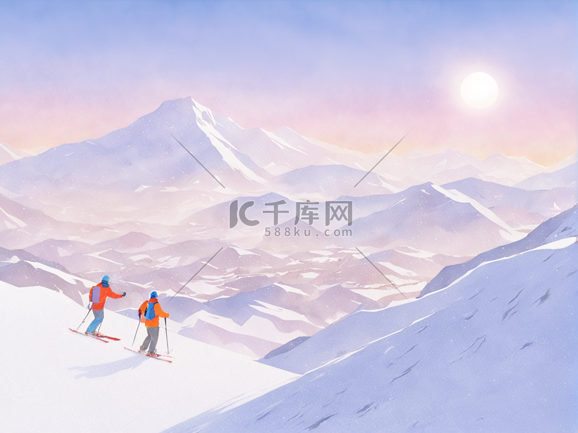 冬季运动滑雪场插画旅游周末休闲图片