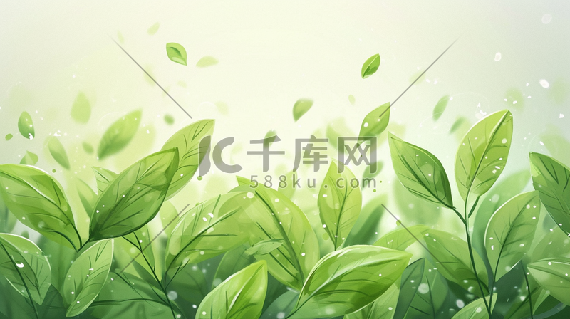 春季绿色植物装饰叶子插画10图片