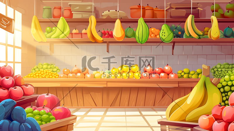 手绘精致水果店各种各样水果插画5图片