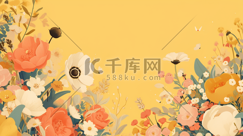 春季38女神节花朵花束的插画14图片