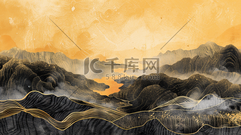 新中式群山风景插画9图片