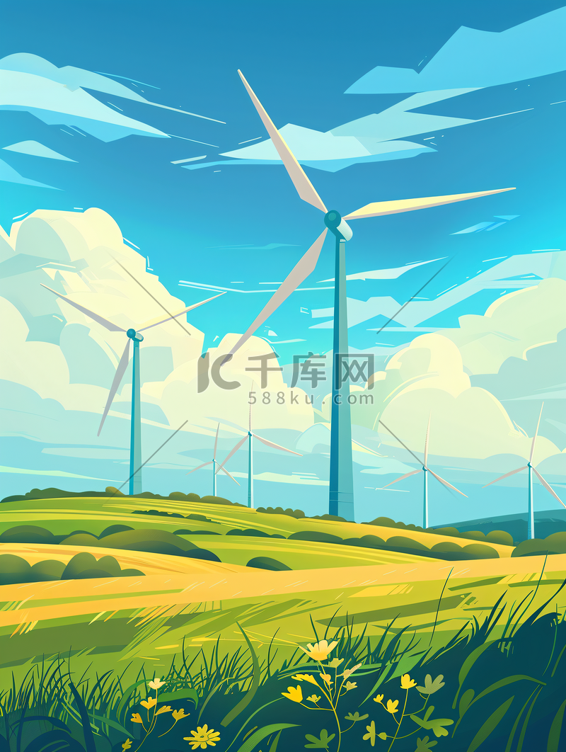 风车与绿野电力新能源图片