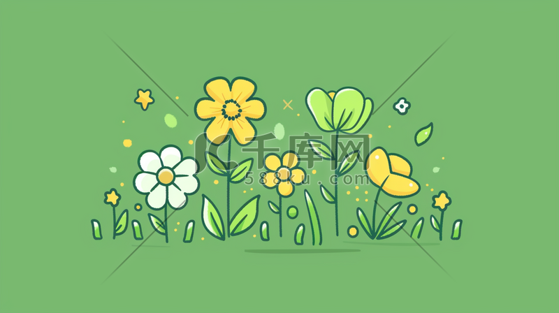 简约绿色平面设计花草动物的插画3图片