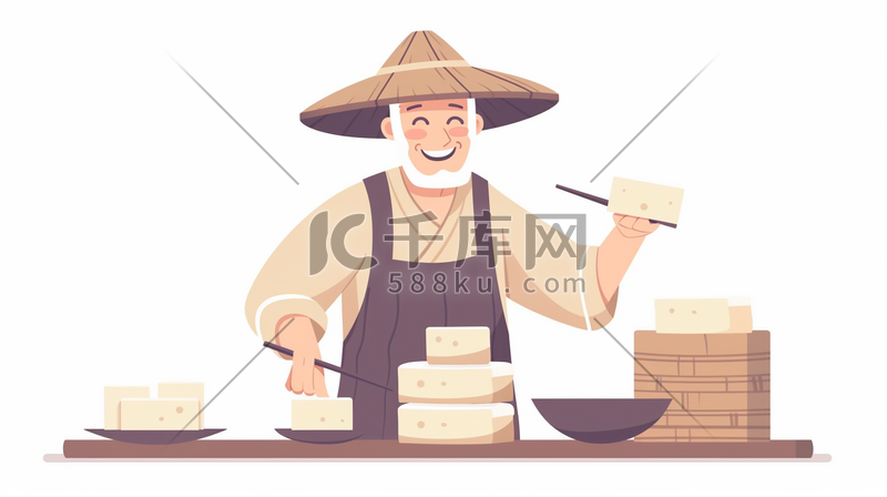 白色简约手绘厨师烹饪美食的插画1图片