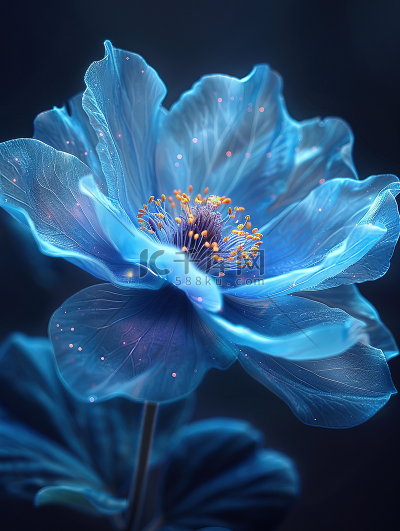 美丽的蓝色花朵梦幻插画图片图片
