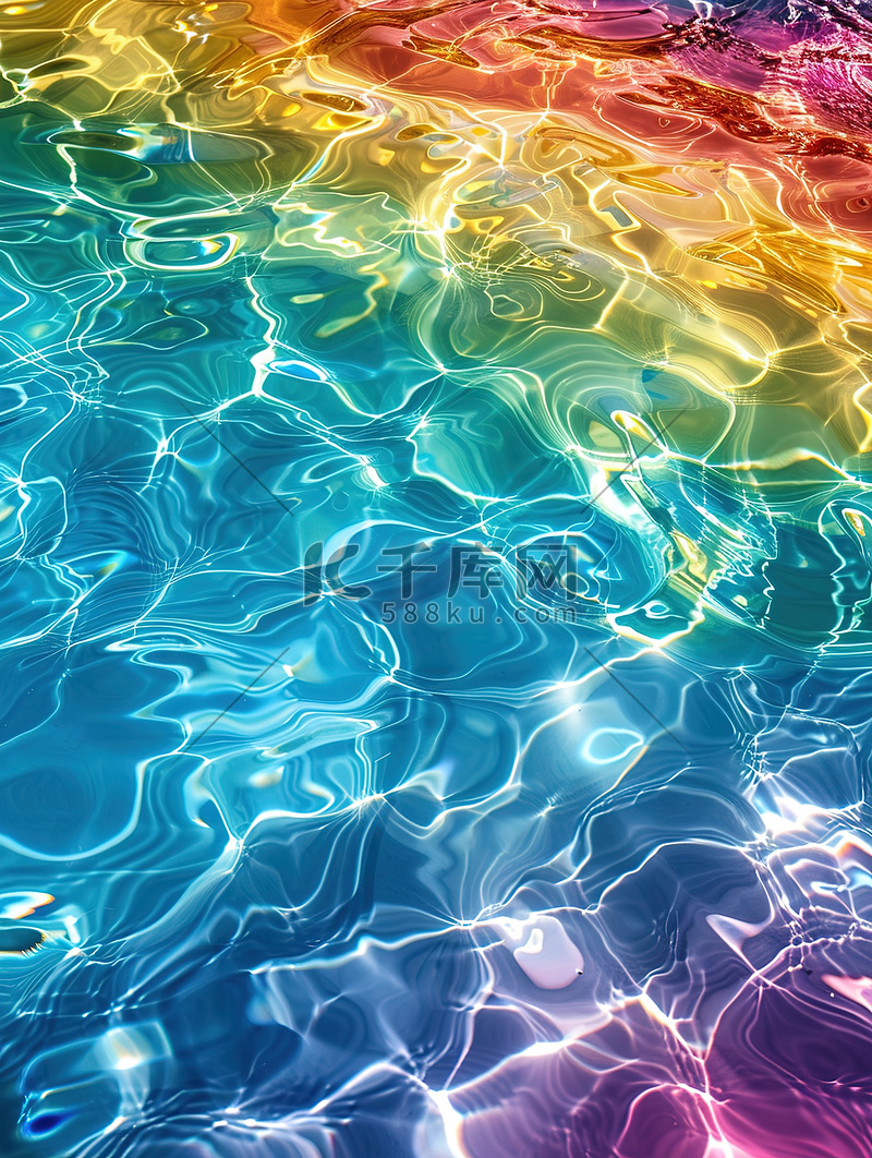 彩虹游泳池水的质感插画素材图片