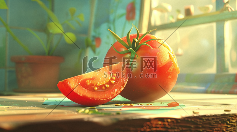 红色西红柿写实插画图片