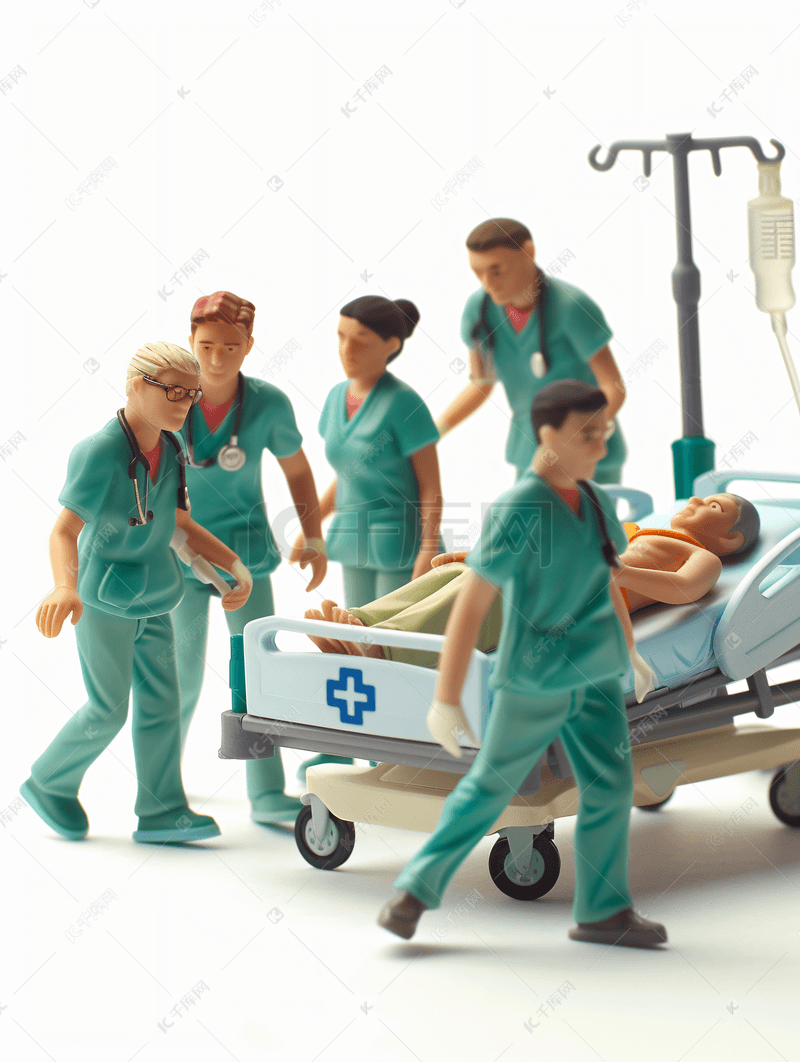 医生护士急救病人推病床图片