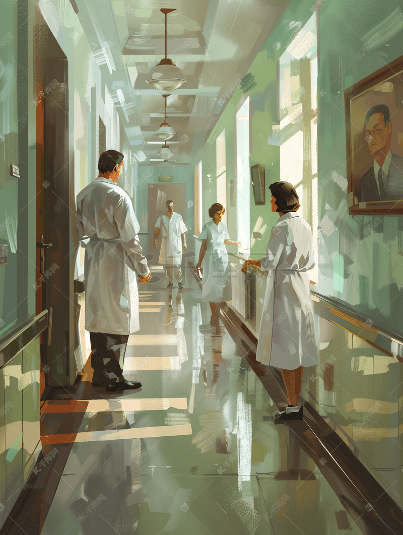 医生护士在走廊上交流图片