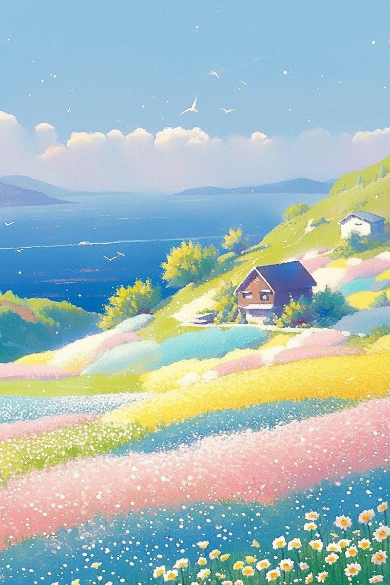 唯美夏季彩色花朵手绘插画海报图片