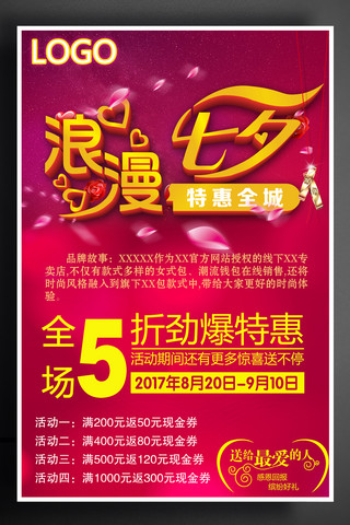 化妆品店铺促销海报模板_实体店七夕活动促销海报