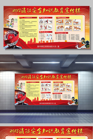 消防安全宣传模板海报模板_04正式版2018年度PSD分层消防安全宣传栏展板模板