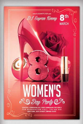 38节海报广告海报模板_红色38妇女节促销海报模板