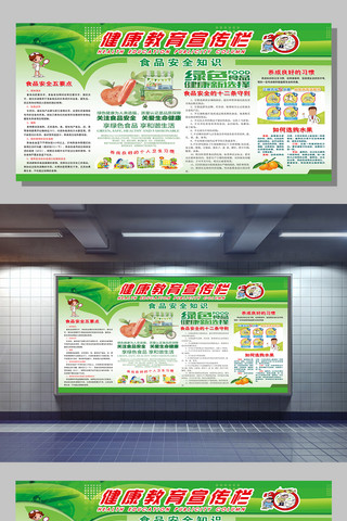 安全教育漫画海报模板_2017食品健康教育宣传栏展板设计
