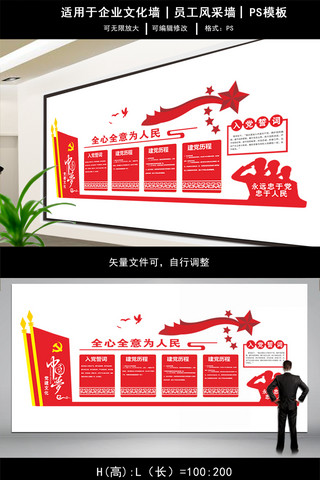 党建海报模板_全心全意为人民党建文化墙