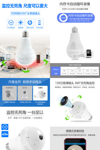 监控系统ui海报模板_灯泡安防监控详情摄像头