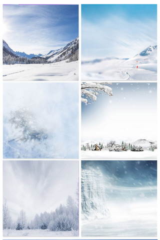 雪景浮动gif海报模板_寒冷冬天雪景海报主图背景素材