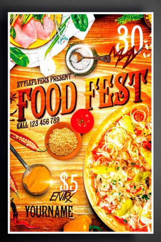 快餐厅海报模板_快餐餐饮披萨调味料创意海报