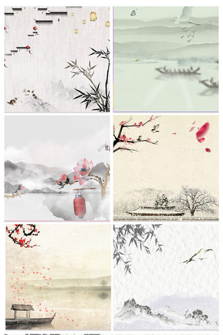 中国风山河图海报模板_古典中国风主图海报背景